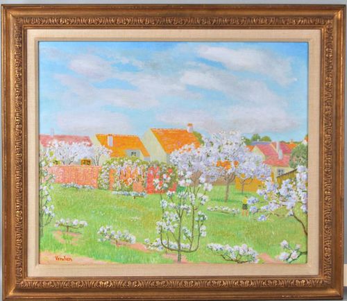 JEAN VENITIEN COTTAGE SCENE O C French 1911 1955  3827a6