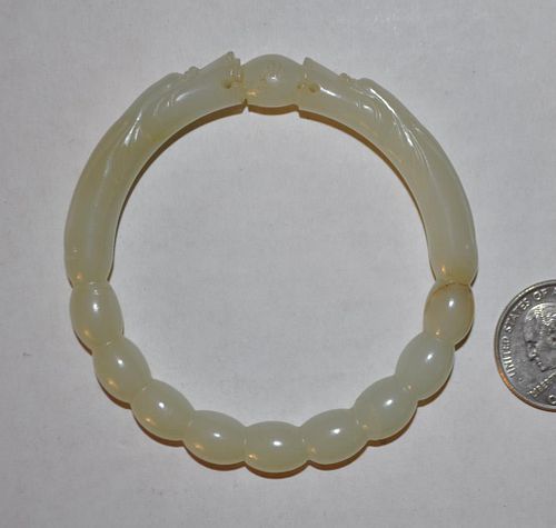 WHITE JADE DRAGON PEARL CARVED 3827d0