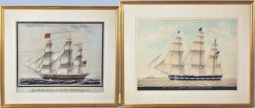 PAIR FRAMED CLIPPER SHIP PRINTScomprising