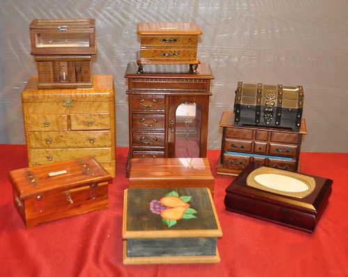 ELEVEN VINTAGE WOOD JEWELRY BOXESthe 3827fc