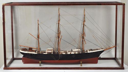 CASED FOLK ART CLIPPER SHIP MODELcarved 38284c