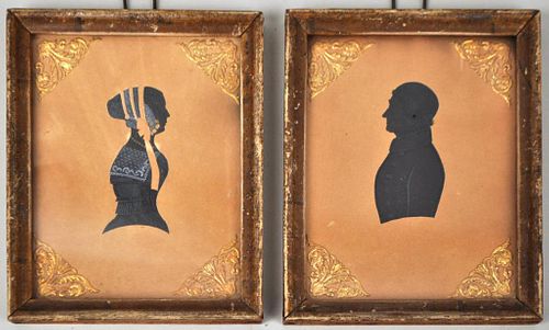 TWO ANTIQUE W/C SILHOUETTE PORTRAITScomprising