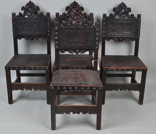 SET FOUR RENAISSANCE REVIVAL CARVED