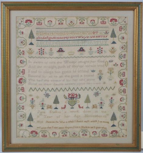 FRAMED SAMPLER JANE DALKIN 1808not 382893