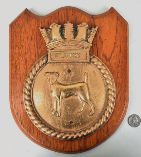 BRONZE SHIP'S BADGE "PLUCKY"featuring