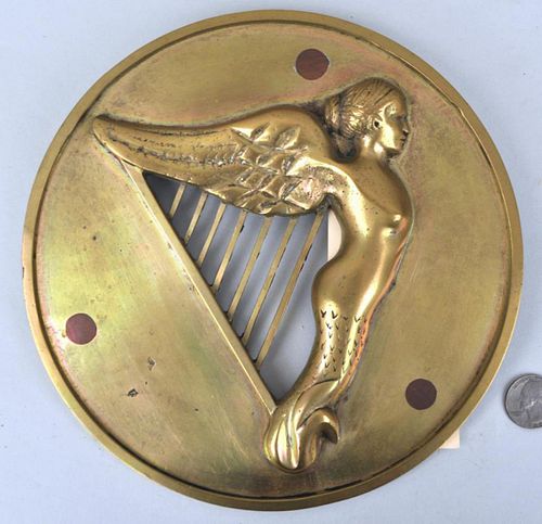 ROUND BRASS SHIP'S BADGE "IRISH