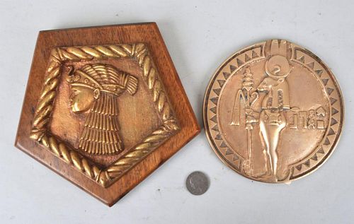 TWO BRONZE SHIP'S BADGES"Cleopatra"