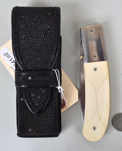 LARGE P.J. TOMES FOLDING KNIFE/SHAGREEN