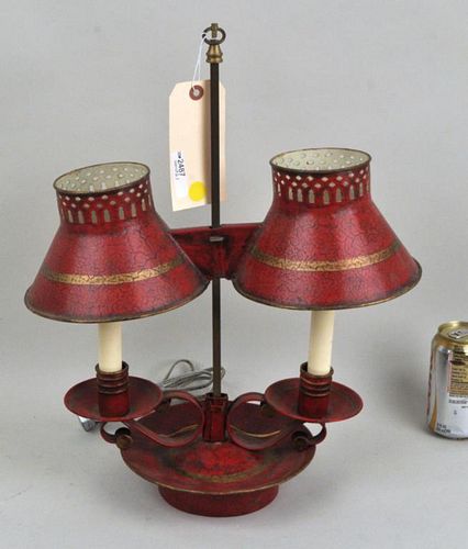 RED PAINTED GILT TOLE TWO LIGHT 3829c5