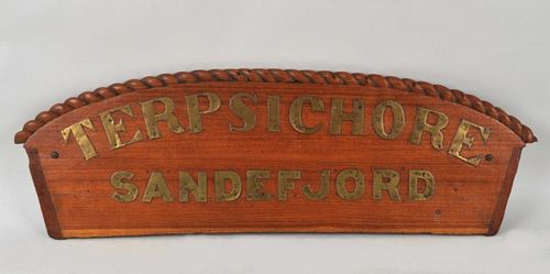 CARVED WOOD STERNBOARD FROM "TERPSICHORE"with