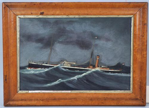 FRAMED MARINE PAINTING STEAMSHIP 382a1a