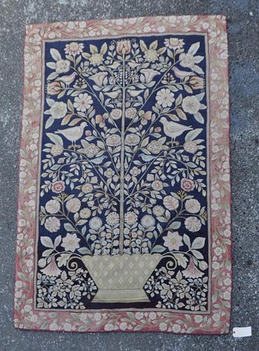 LARGE FLORAL HOOKED RUG87 long  382a1f