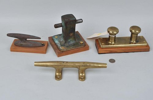 FOUR BRASS SHIP'S DOCK CLEATS3