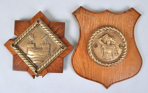 TWO BRONZE SHIP S BADGESfor vessels  382a3b