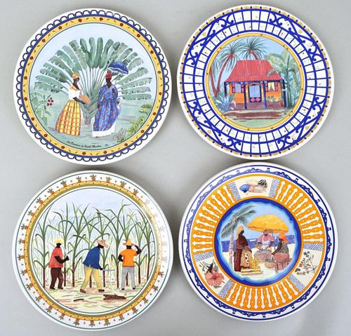BOXED SET ST. MARTIN PAINTED PLATES,