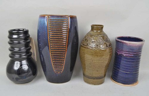 FOUR CONTEMPORARY POTTERY VASESone 382a4b