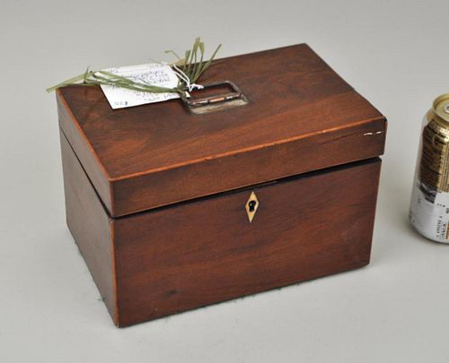 REGENCY INLAID MAHOGANY TEA CADDY,