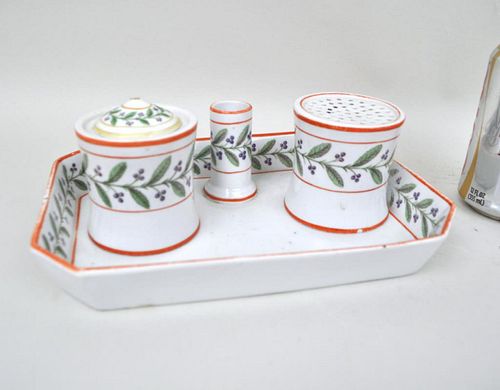 ENGLISH PORCELAIN THREE PIECE STANDISH9