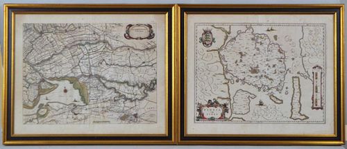 TWO FRAMED MAPS ZUD HOLLAND  382adc