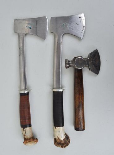 GROUP THREE HATCHETS, TWO SHEATHEDthe