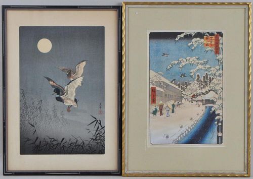 TWO FRAMED JAPANESE W B PRINTS  382b38