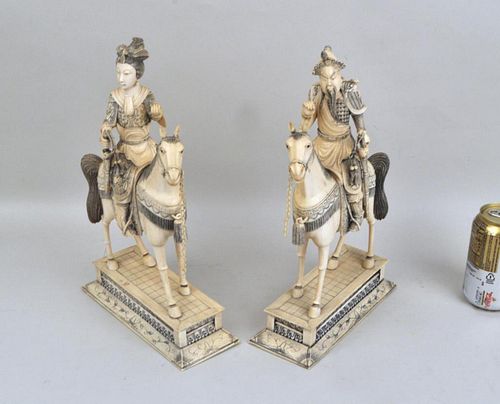 LARGE PAIR CHINESE CARVED MOUNTED