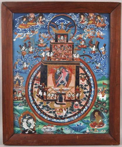 FRAMED CHINESE TIBETAN THANGKA 382b63