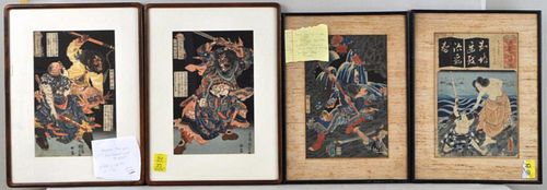 FOUR FRAMED JAPANESE W B PRINTStwo 382b70