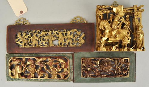 GROUP FOUR CHINESE CARVED GILT 382b7b