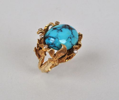 18K GOLD TURQUOISE DIAMOND COCKTAIL 382b82