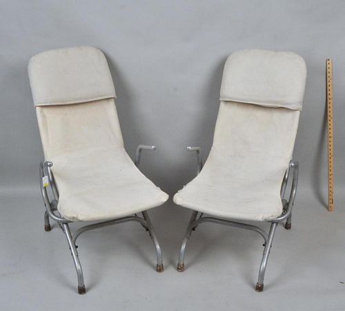 PAIR MID CENTURY FOLDING ALUMINUM 382b95