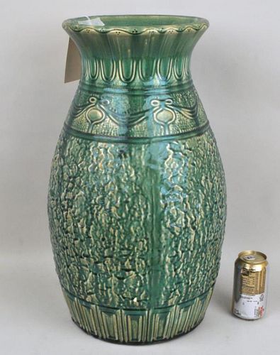 LARGE MAJOLICA GREEN GLAZED VASEwith 382bc1
