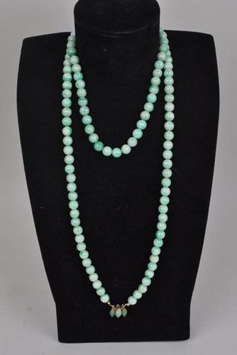 TWO JADE BEAD NECKLACESdouble and 382bdd