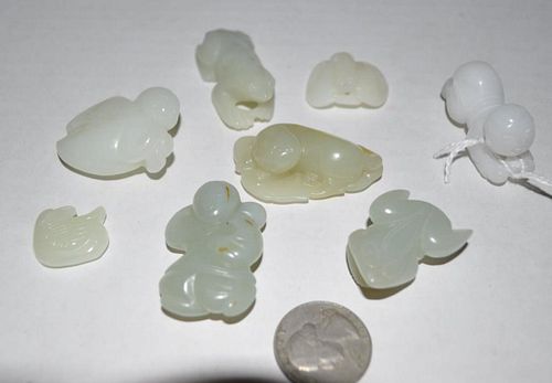 EIGHT CHINESE JADE HARDSTONE FIGURAL 382bdf