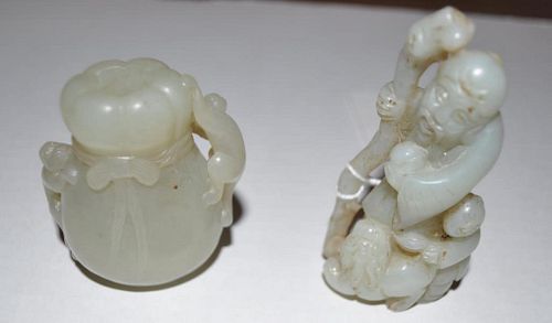 TWO CHINESE JADE/HARDSTONE CARVINGScomprising
