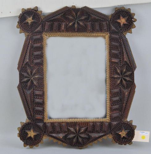 FINE VINTAGE FOLK TRAMP ART MIRRORwith 382beb