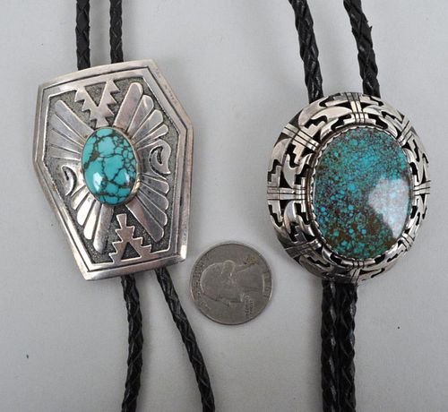 TWO NATIVE AMERICAN SS TURQUOISE 382be4
