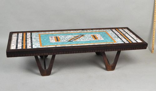 MCM MOSAIC TILE TOP WOOD COFFEE TABLEwith