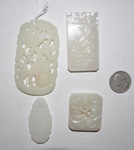FOUR CHINESE CARVED JADE/HARDSTONE
