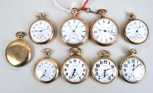 GROUP NINE GOLD TONE POCKET WATCHESincluding