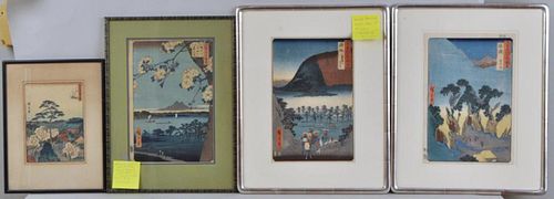 FOUR FRAMED JAPANESE W B PRINTS  382c3e