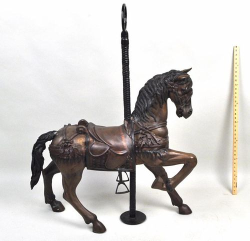 UNIQUE BRONZE CAROUSEL HORSE SCULPTURE48  382c59