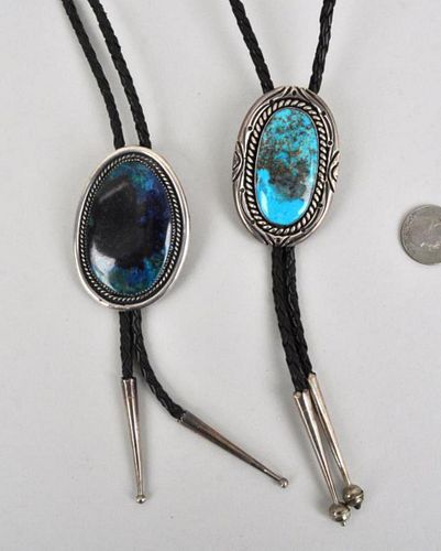 TWO NATIVE AMERICAN SS/STONE BOLO