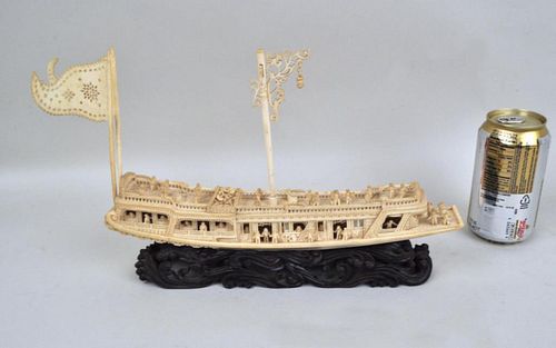 CARVED CHINESE PLEASURE BOAT/STANDwith
