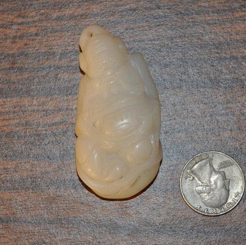 CHINESE CARVED WHITE JADE PENDANTcarved 382c8a