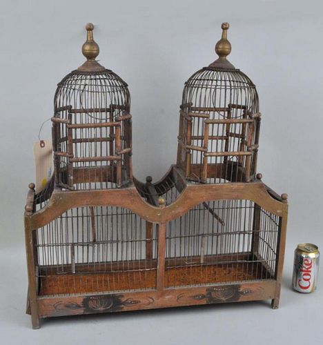 ANTIQUE WOOD & WIRE DOUBLE DOMED