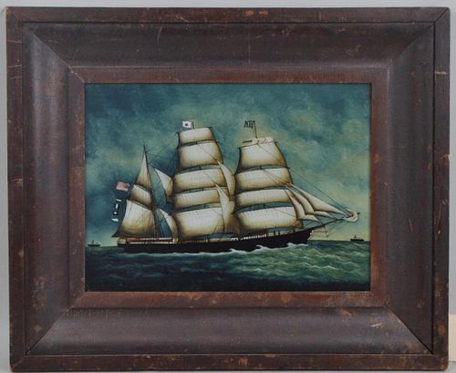 FRAMED REVERSE PAINTING ON GLASS  382cdf