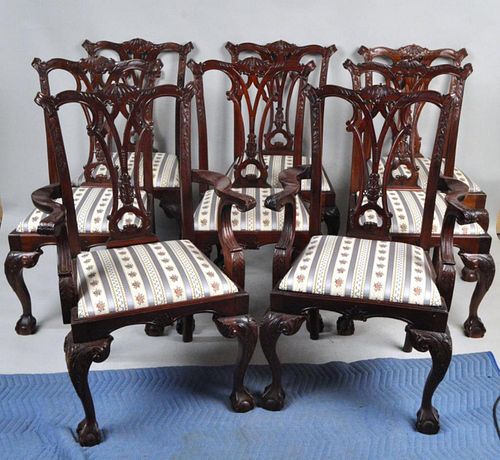 SET EIGHT CHIPPENDALE STYLE DINING 382cea