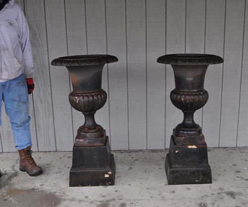 PAIR LARGE CLASSICAL CAST IRON