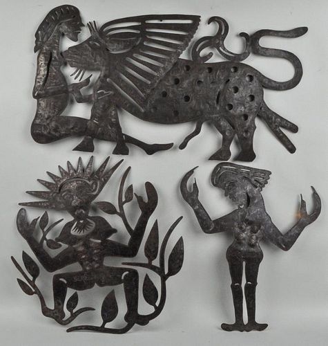 GROUP THREE HAITIAN FOLK ART STEEL 382d24